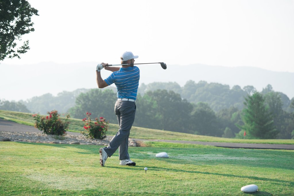 Golfer taking a swing