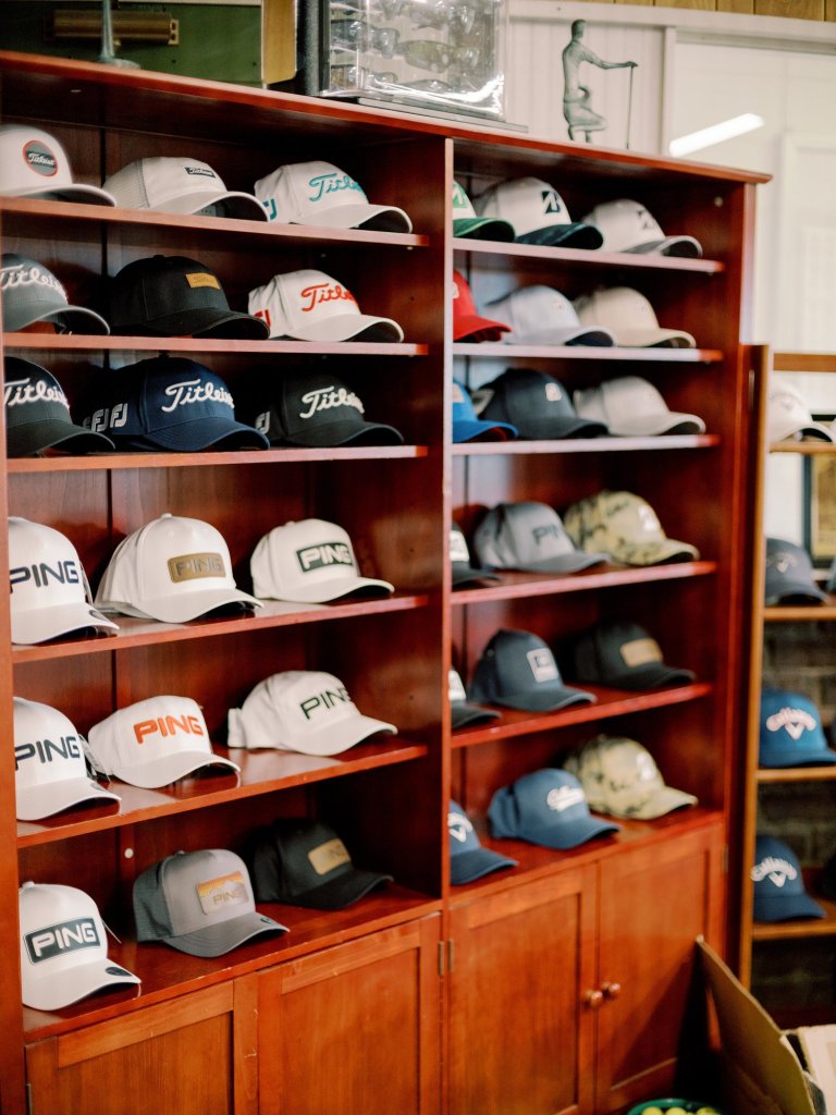 pro shop display of hats