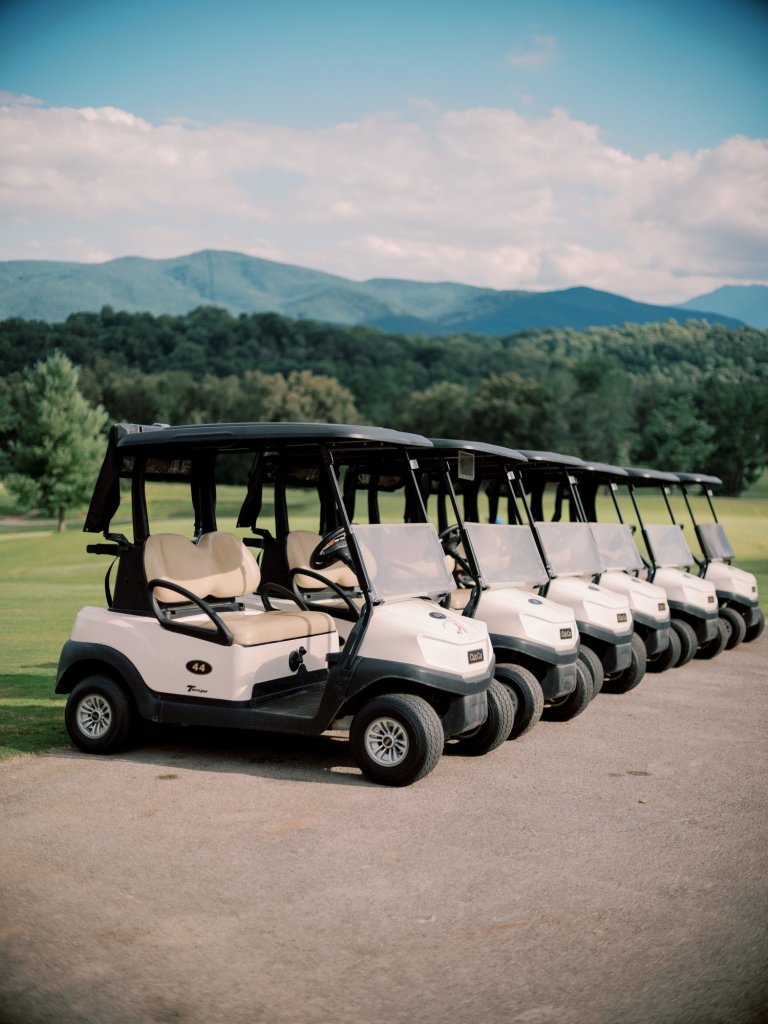 row of golf carts